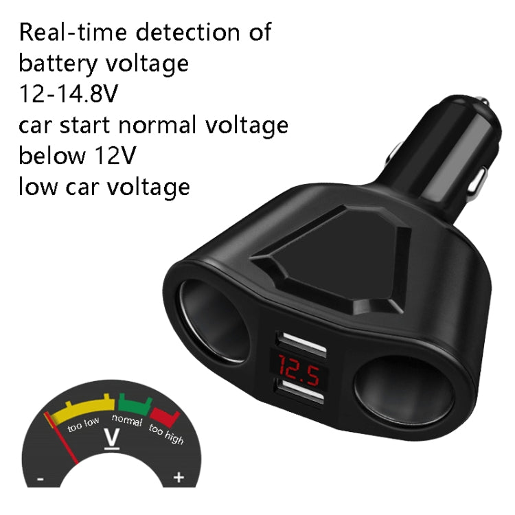 3.1A Dual USB Digital Display Multi-Function Driving Recorder Universal Automotive Charger(Black) - Car Charger by PMC Jewellery | Online Shopping South Africa | PMC Jewellery
