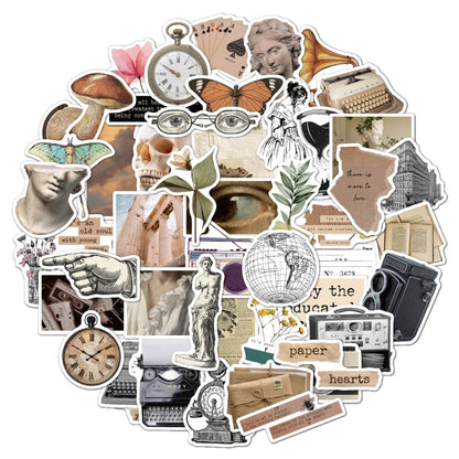2 Sets 50 Pieces Literary Retro Sticker Pack Era English Diy Decoration Old Time Stickers - Sticker by PMC Jewellery | Online Shopping South Africa | PMC Jewellery