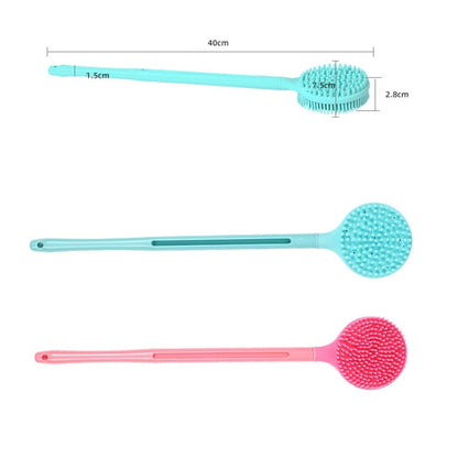 Silicone Massage Long Handle Double Sided Bath Brush(Pink) - Bath Brushes & Sponges by PMC Jewellery | Online Shopping South Africa | PMC Jewellery