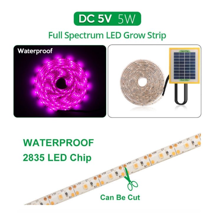 LED Full Spectrum Plant Fill Light Grow Light(Solar Panel+ 5M Lamps) - LED Grow Lights by PMC Jewellery | Online Shopping South Africa | PMC Jewellery