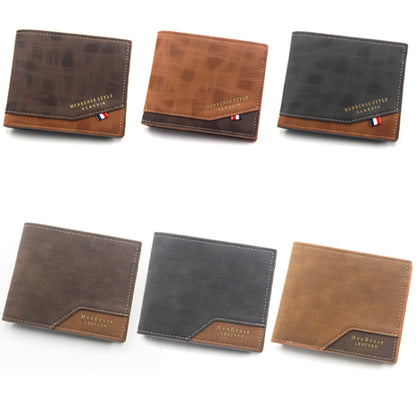 Menbense Hot Stamping Hinge Short Matte Multi-Card Large Capacity Male Wallet(D3301-4 Light Brown) - Wallets by MenBense | Online Shopping South Africa | PMC Jewellery