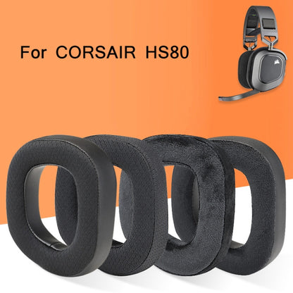 2 PCS RGB Headest Sponge Cover Earmuffs For Corsair HS80(Velvet + Protein Skin) - Earmuff & Pad by PMC Jewellery | Online Shopping South Africa | PMC Jewellery