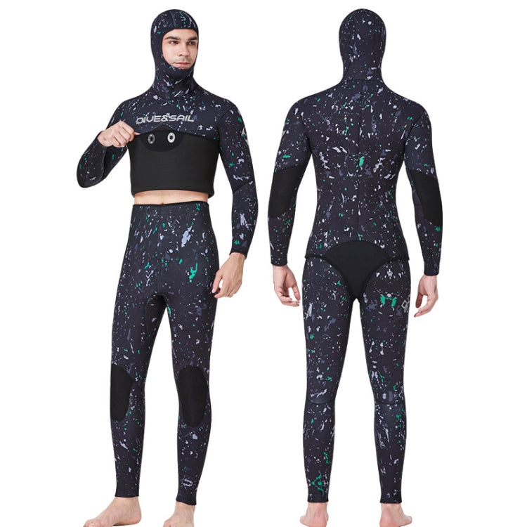 DIVE&SAIL 5mm Split Thick And Keep Warm Long Sleeves Hooded Diving Suit, Size: XL(Green) - Athletic Wear by DIVE&SAIL | Online Shopping South Africa | PMC Jewellery