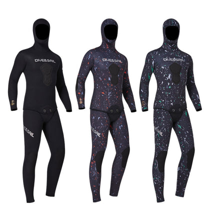 DIVE&SAIL 5mm Split Thick And Keep Warm Long Sleeves Hooded Diving Suit, Size: XL(Green) - Athletic Wear by DIVE&SAIL | Online Shopping South Africa | PMC Jewellery