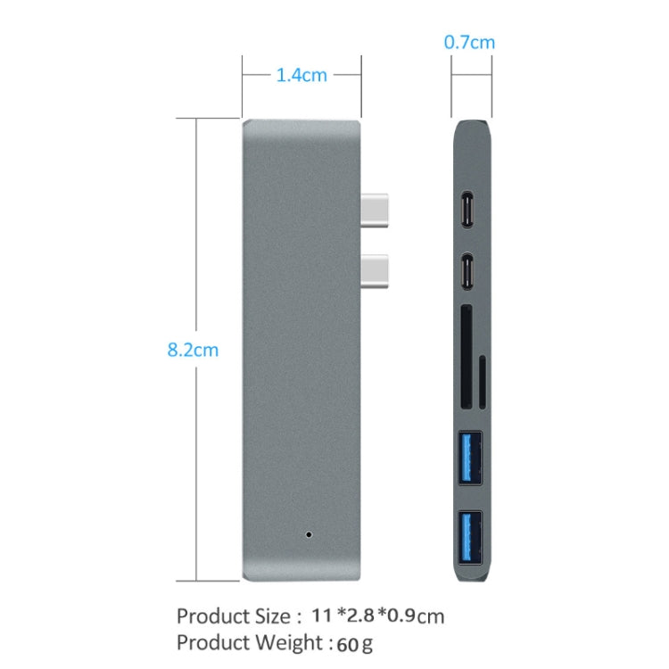 7 In 1 100W USB 3.1 To 20VPD+Card Reader Data+HUB+HDMI 4K Converter(Silver) - USB HUB by PMC Jewellery | Online Shopping South Africa | PMC Jewellery