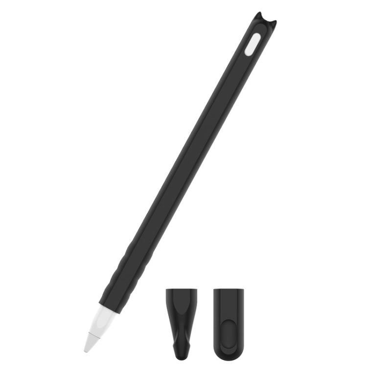 2 PCS Cartoon Touch Silicone Pen Case For Apple Pencil 2(Black) - Pencil Accessories by PMC Jewellery | Online Shopping South Africa | PMC Jewellery