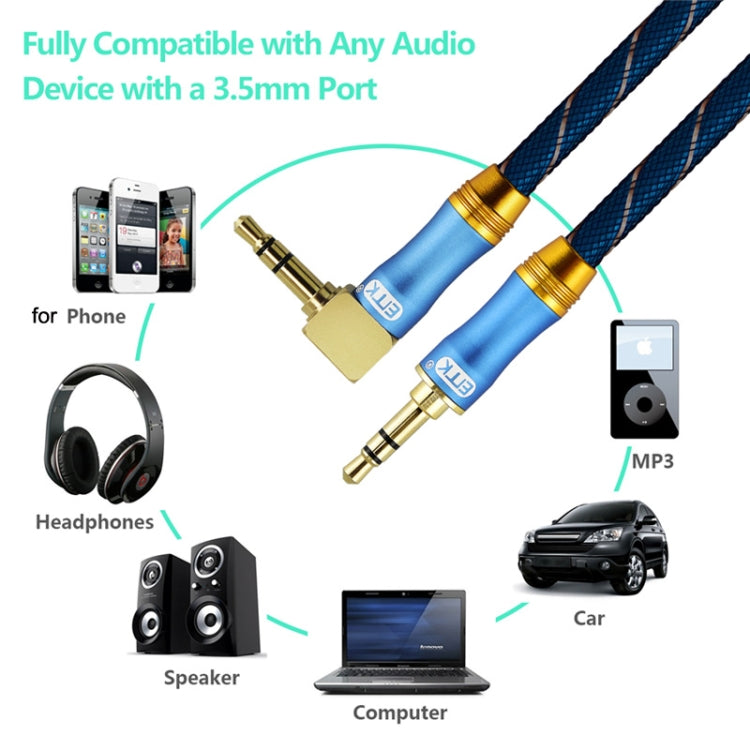 EMK 90-Degree Car 3.5mm Audio Cable Extension Cable, Cable Length: 1M(Blue) - Aux Cable by EMK | Online Shopping South Africa | PMC Jewellery
