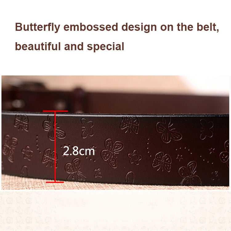 ZK--067 Retro Engraved Buckle Butterfly Print Pin Buckle Leather Belt, Length: 110cm(White) - Belts by PMC Jewellery | Online Shopping South Africa | PMC Jewellery