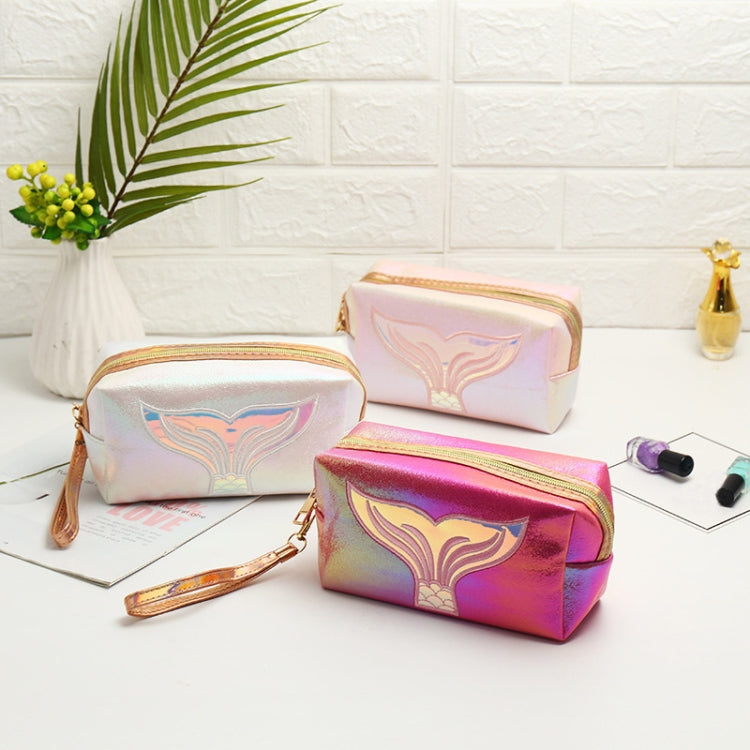 PU Laser Fishtail Portable Large Capacity Makeup Toiletries Bag(White) - Storage Boxes by PMC Jewellery | Online Shopping South Africa | PMC Jewellery