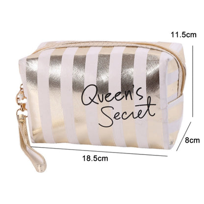 Multifunctional Striped PU Waterproof Cosmetic Toiletry Bag(Silver) - Storage Boxes by PMC Jewellery | Online Shopping South Africa | PMC Jewellery