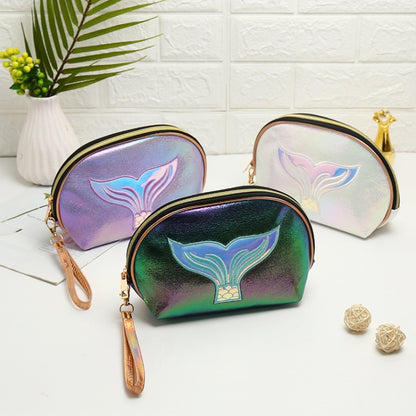 Semicircle Cartoon Fishtail Laser Makeup Toiletry Bag(Lake Blue) - Storage Boxes by PMC Jewellery | Online Shopping South Africa | PMC Jewellery