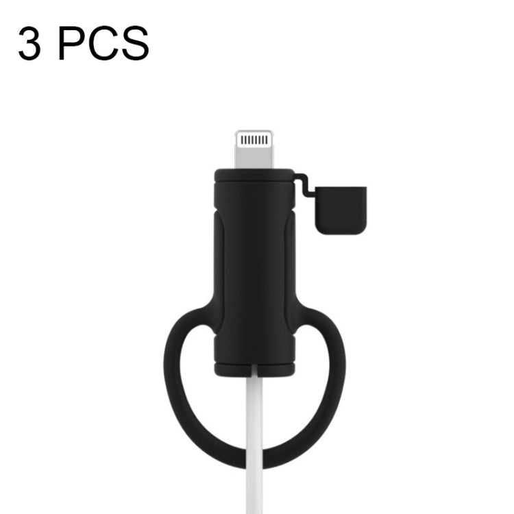 3 PCS Soft Washable Data Cable Silicone Case For Apple, Spec: 8 Pin (Black) - Cable Organizer by PMC Jewellery | Online Shopping South Africa | PMC Jewellery