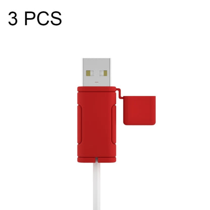 3 PCS Soft Washable Data Cable Silicone Case For Apple, Spec: USB (Red) - Cable Organizer by PMC Jewellery | Online Shopping South Africa | PMC Jewellery