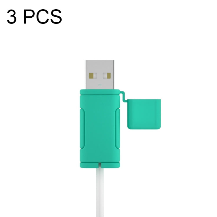 3 PCS Soft Washable Data Cable Silicone Case For Apple, Spec: USB (Mint Green) - Cable Organizer by PMC Jewellery | Online Shopping South Africa | PMC Jewellery