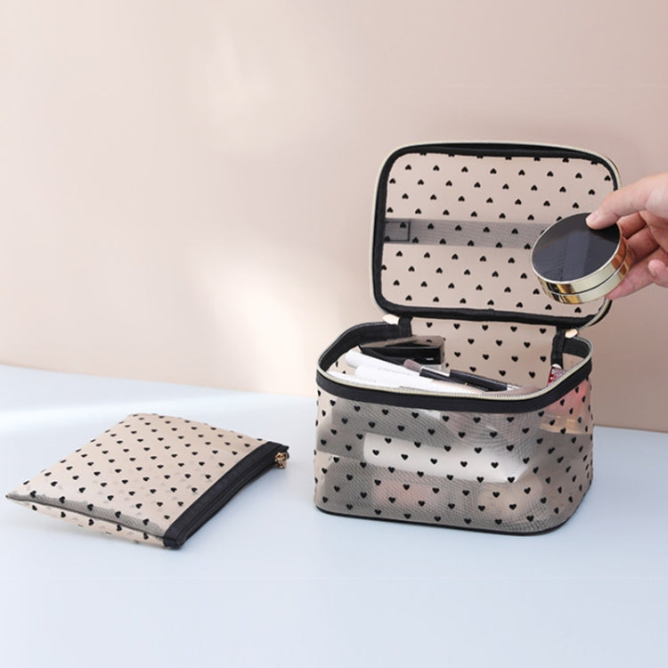 Flocking Love Mesh Portable Cosmetic Bag, Style: Briefcase - Storage Boxes by PMC Jewellery | Online Shopping South Africa | PMC Jewellery