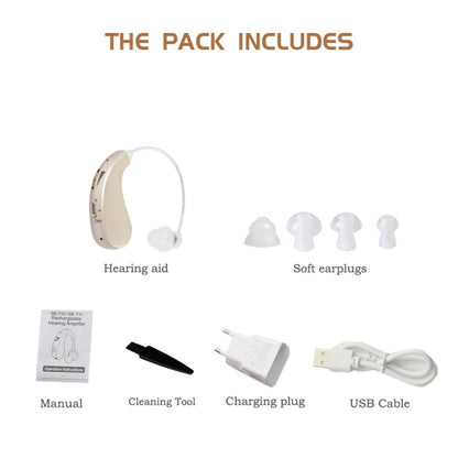 Portable Rechargeable Invisible Hearing Aid US Plug(Gold) - Hearing Aids by PMC Jewellery | Online Shopping South Africa | PMC Jewellery