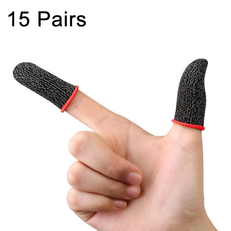 15 Pairs  18 Needles Gaming Finger Glove Anti-sweat and Non-slip Glove,Color: Silver Fibre Red Trim - Gaming Finger Sleeves by PMC Jewellery | Online Shopping South Africa | PMC Jewellery