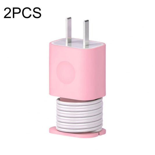 For iPhone 11/12 18W/20W Power Adapter 2pcs Protective Case Cover Data Cable Organizer(Pink) - Cable Organizer by PMC Jewellery | Online Shopping South Africa | PMC Jewellery