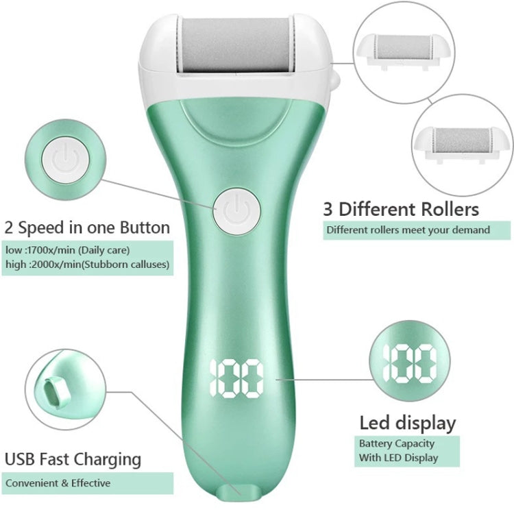 Electric Foot Grinder Digital Display USB Pedicure Peeling(Green) - Grinding Tools & Accessories by PMC Jewellery | Online Shopping South Africa | PMC Jewellery