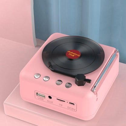 Manovo H3 Macaron Vinyl Record Player Bluetooth Speaker Retro Radio Stereo(Pink) - Mini Speaker by Manovo | Online Shopping South Africa | PMC Jewellery