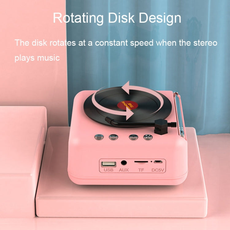 Manovo H3 Macaron Vinyl Record Player Bluetooth Speaker Retro Radio Stereo(Pink) - Mini Speaker by Manovo | Online Shopping South Africa | PMC Jewellery