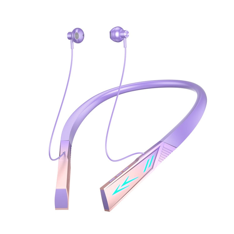 E68 Bluetooth V5.2 Earphones Magnetic Sport Neckband Wireless Headphones With Mic(Gradient Purple) - Neck-mounted Earphone by PMC Jewellery | Online Shopping South Africa | PMC Jewellery