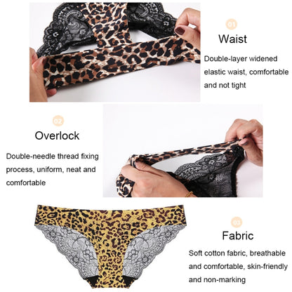 606 3pcs Sexy Lace One-piece Perspective Low-waist Ladies Underwear, Size: L(Colorful Leopard) - Ladies Underwear by PMC Jewellery | Online Shopping South Africa | PMC Jewellery