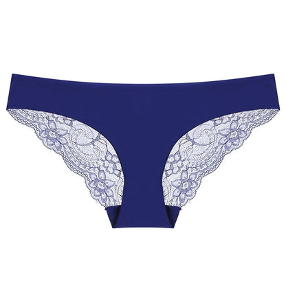 606 3pcs Sexy Lace One-piece Perspective Low-waist Ladies Underwear, Size: M(Blue) - Ladies Underwear by PMC Jewellery | Online Shopping South Africa | PMC Jewellery