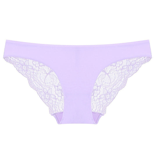 606 3pcs Sexy Lace One-piece Perspective Low-waist Ladies Underwear, Size: M(Light Purple) - Ladies Underwear by PMC Jewellery | Online Shopping South Africa | PMC Jewellery