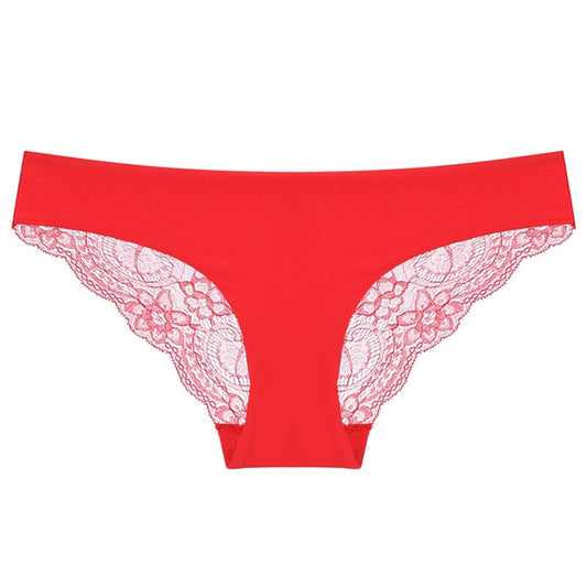606 3pcs Sexy Lace One-piece Perspective Low-waist Ladies Underwear, Size: XL(Red) - Ladies Underwear by PMC Jewellery | Online Shopping South Africa | PMC Jewellery