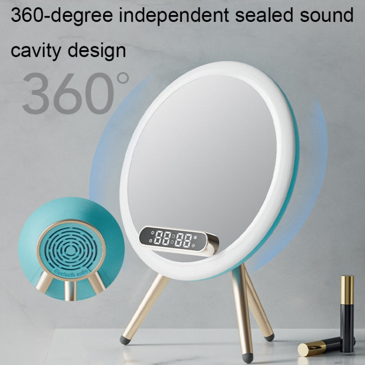 Q6 Smart Clock Display Bluetooth Speaker Fill Light Makeup Mirror with Wireless Charger(Blue) - Mirror by PMC Jewellery | Online Shopping South Africa | PMC Jewellery