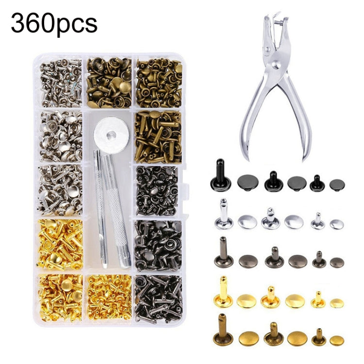 360pcs Copper Leather Hollow Cap Double-Sided Rivet Set With Punching Pliers - DIY Apparel Sewing by PMC Jewellery | Online Shopping South Africa | PMC Jewellery