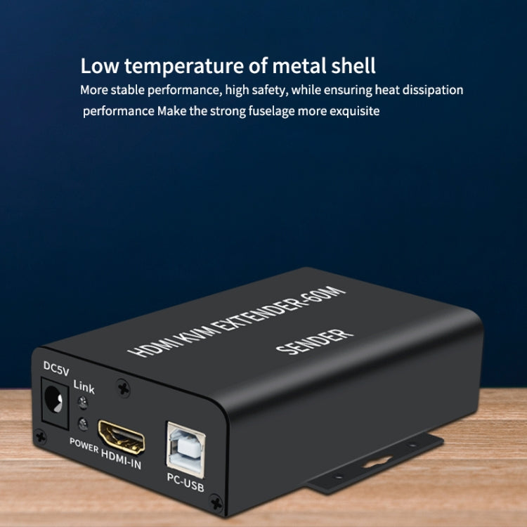 BW-HKE60A HDMI 60m KVM With USB Extender Support POE Single-End Power Supply With US Plug(Black) - Amplifier by PMC Jewellery | Online Shopping South Africa | PMC Jewellery