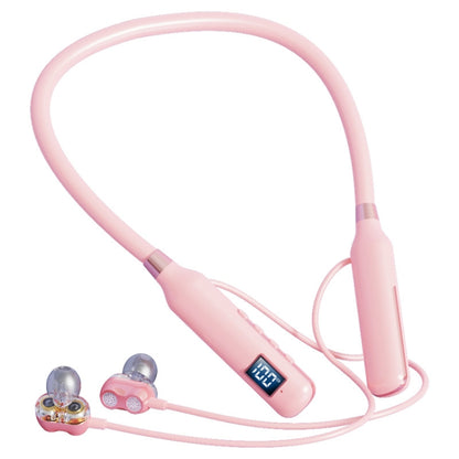G72 Hanging Neck Card Insertable Digital Display Noise Reduction Wireless Bluetooth Earphone(Pink) - Neck-mounted Earphone by PMC Jewellery | Online Shopping South Africa | PMC Jewellery