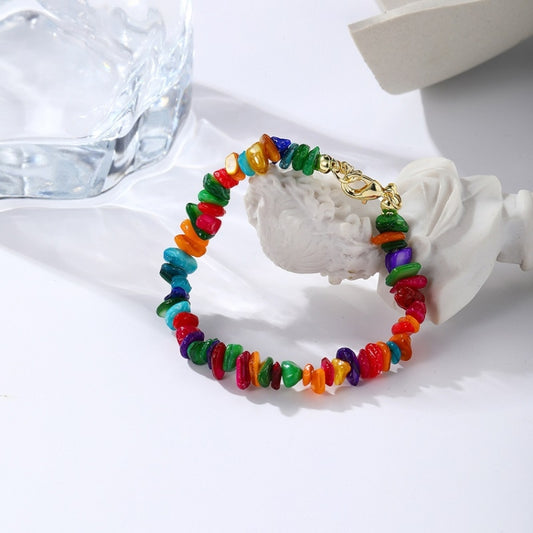 Women Boho Natural Gravel Beaded Bracelet Anklet(S2211-11 Colorful) - Clothing & Beauty by PMC Jewellery | Online Shopping South Africa | PMC Jewellery