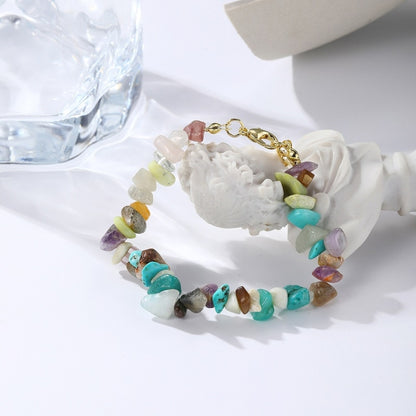 Women Boho Natural Gravel Beaded Bracelet Anklet(S2211-12 Multi-color) - Clothing & Beauty by PMC Jewellery | Online Shopping South Africa | PMC Jewellery