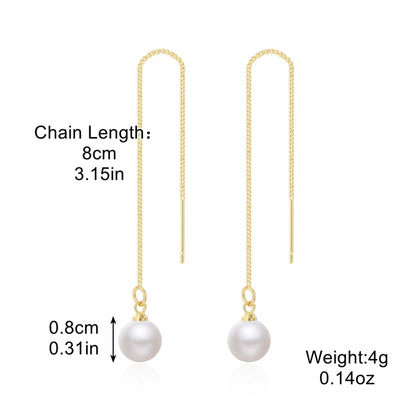 E2210-2 Pearl Long Ear Wire Women Simple Earrings - Clothing & Beauty by PMC Jewellery | Online Shopping South Africa | PMC Jewellery