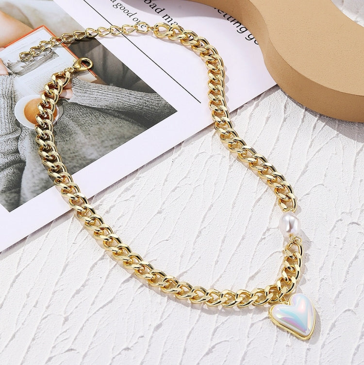 N2210-8 Thick Chain Love Ladies Temperament Necklace Collarbone Chain - Clothing & Beauty by PMC Jewellery | Online Shopping South Africa | PMC Jewellery