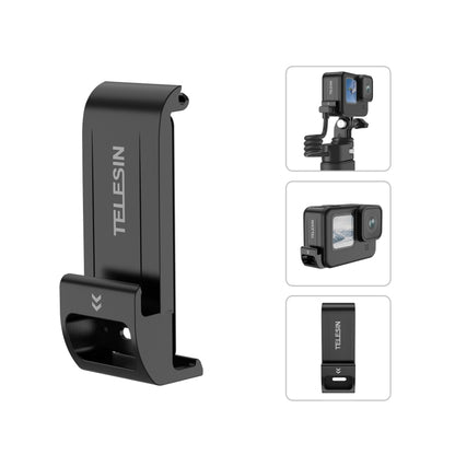 For GoPro Hero11 Black / HERO10 Black /9 Black TELESIN Waterproof Side Cover Easy Removable Charging Cover Port(Black) - Skeleton Housing by TELESIN | Online Shopping South Africa | PMC Jewellery