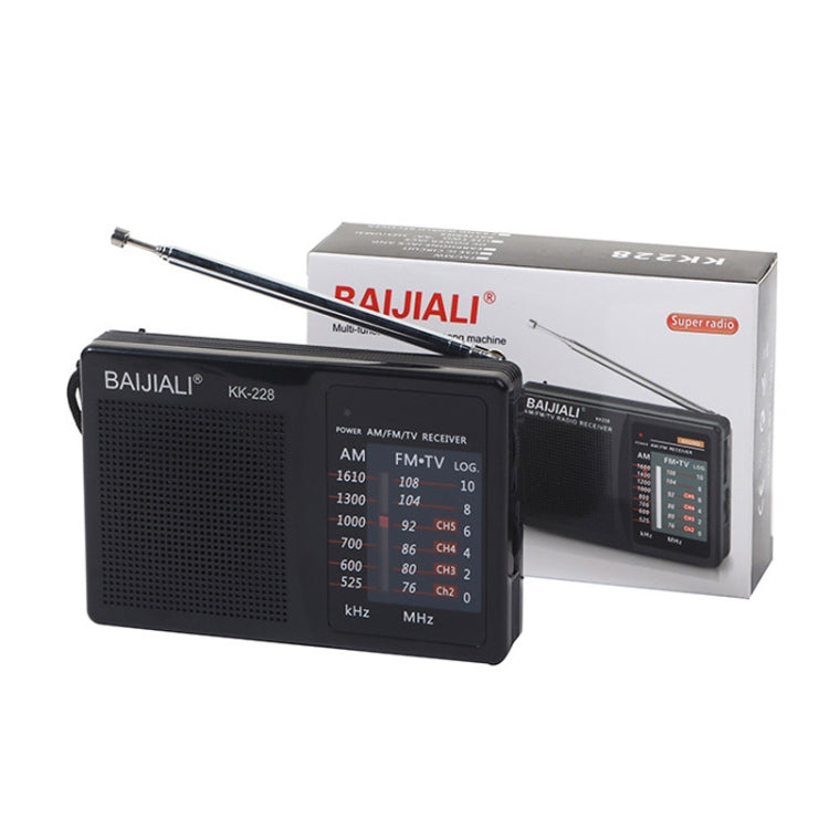 BAIJIALI BJL228 Retro Portable Two Band FM AM Radio Built-in Speaker(Black) - Radio Player by BAIJIALI | Online Shopping South Africa | PMC Jewellery