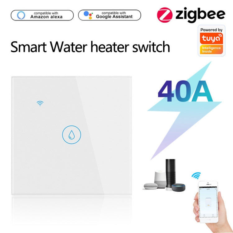 Tuya ZigBee 40A Smart High Power Water Heater Light Air Conditioner Switch Time Voice Remote Control(Black) - Smart Switch by PMC Jewellery | Online Shopping South Africa | PMC Jewellery