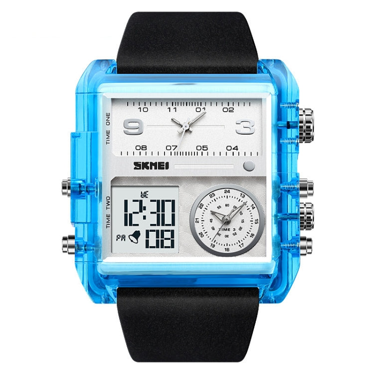 SKMEI 2020 Square Large Dial Triple Movement Men Sports Watch(Transparent Blue) - LED Digital Watches by SKMEI | Online Shopping South Africa | PMC Jewellery