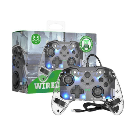 For Microsoft XBOX One / PC XO300 RGB Luminous Wired Gamepad(Translucent Black) - Gamepad by PMC Jewellery | Online Shopping South Africa | PMC Jewellery