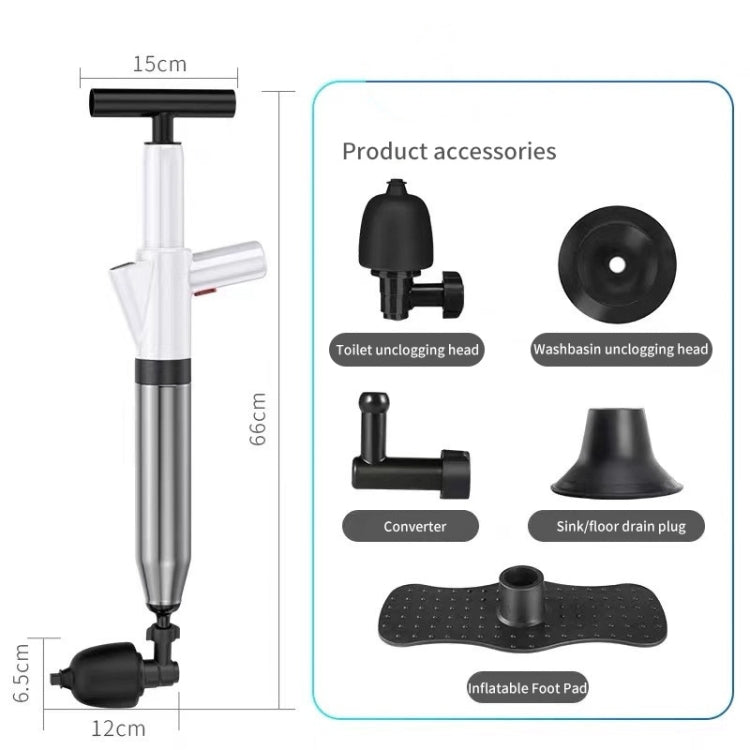 Toilet Pipe Dredger Toilet Sewer Floor Drain Clogged Household High Pressure Pneumatic Tool(Gray) - Handheld Cleaner & Mops by PMC Jewellery | Online Shopping South Africa | PMC Jewellery