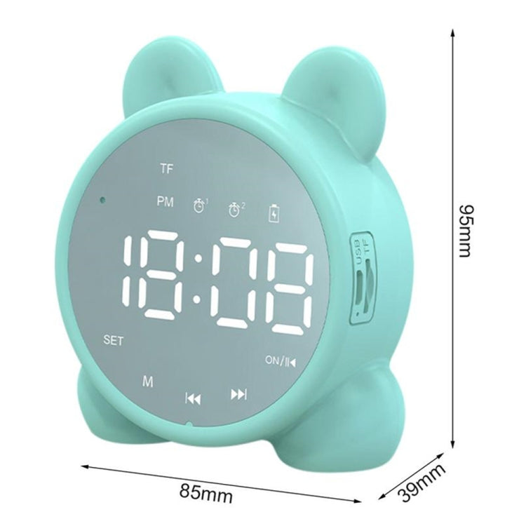 P1 Mini Card Mirror Clock Wireless Bluetooth Speaker with FM Radio(Light Green) - Mini Speaker by PMC Jewellery | Online Shopping South Africa | PMC Jewellery