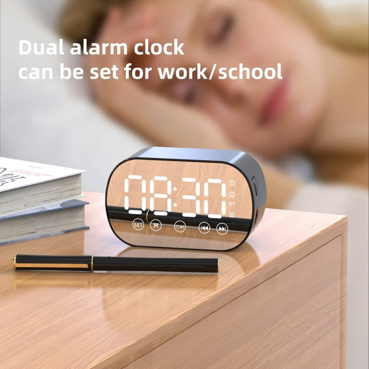 S15 Wireless Card Bluetooth Speaker Mini Alarm Clock(Black) - Mini Speaker by PMC Jewellery | Online Shopping South Africa | PMC Jewellery