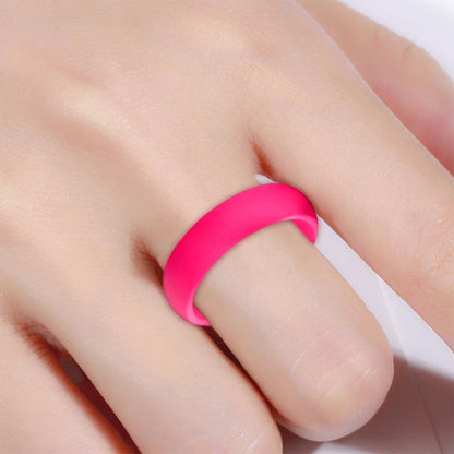 SH100 5.7mm Wide Silicone Ring Glitter Couple Ring No.5(Rose red) - Rings by PMC Jewellery | Online Shopping South Africa | PMC Jewellery