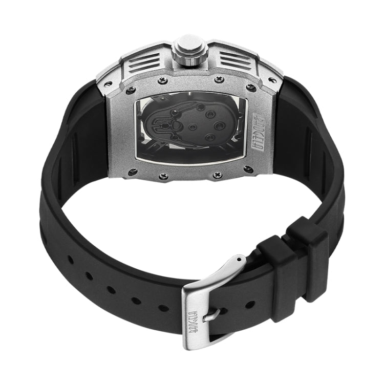 BAOGELA 224147 Wine Barrel Shaped Hollow Night Light Waterproof Sports Silicone Men Watch(Black Shell Black Belt) - Silicone Strap Watches by BAOGELA | Online Shopping South Africa | PMC Jewellery