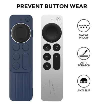 For Apple TV Siri Remote 2/3 AhaStyle PT166 Remote Controller Silicone Protective Case Striped Non-Slip Anti-Drop Cover(Midnight Blue) - Remote Control Covers by AhaStyle | Online Shopping South Africa | PMC Jewellery