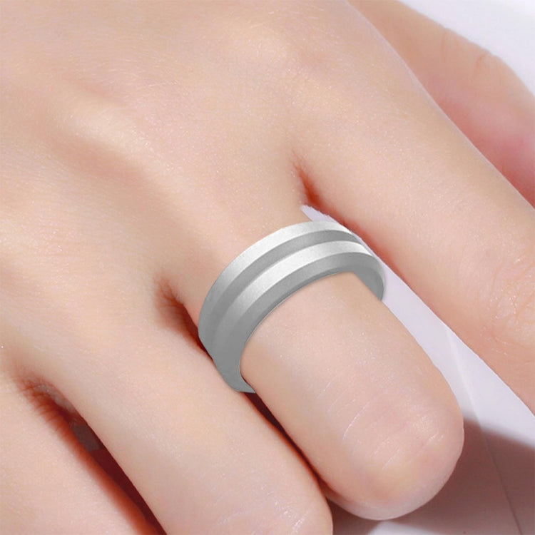 SiR053 V Shaped Grooved Edge Silicone Ring Outdoor Sports Couple Ring No.10(Silver) - Rings by PMC Jewellery | Online Shopping South Africa | PMC Jewellery